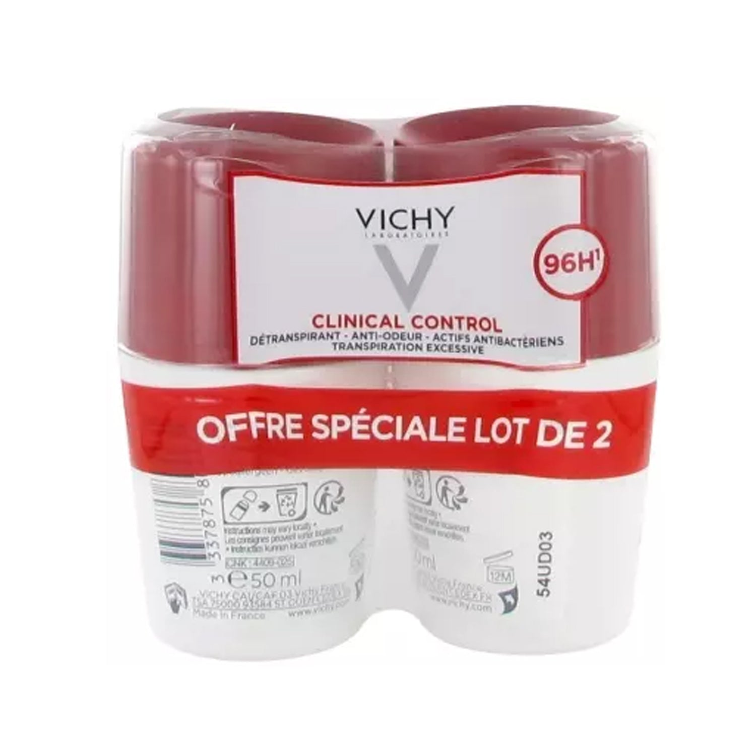 Vichy Twin Pack: Powerful 96-Hour Roll-On Deodorants - 50ml