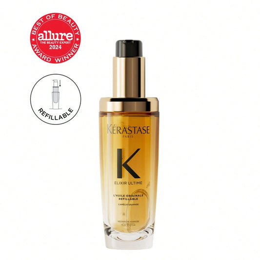 Kerastase Elixir Ultime Refillable Hair Oil -75ml- Hydrates & Smoothes Frizz, Adds Shine, With Wild Camellia, Sandalwood and Freesia Fragrance, Nourishes & Strengthens Hair