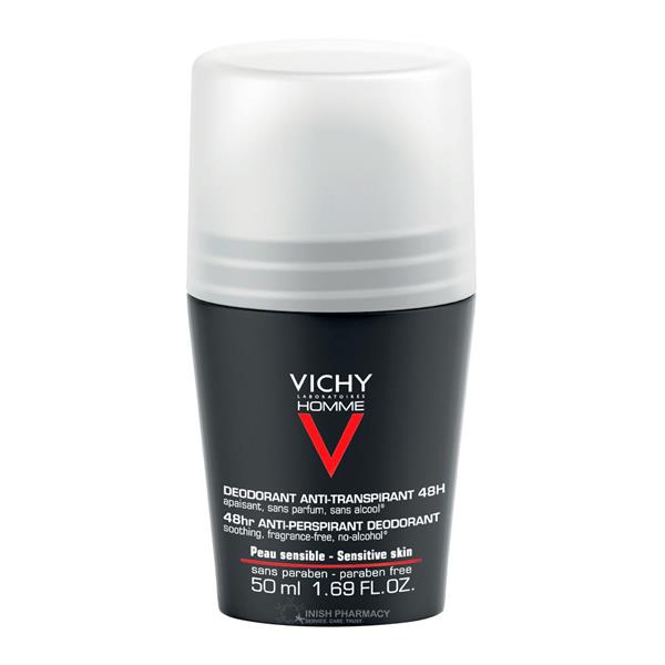 Vichy Sensitive Skin Men's Deodorant Roll-On - 2 x 50ml