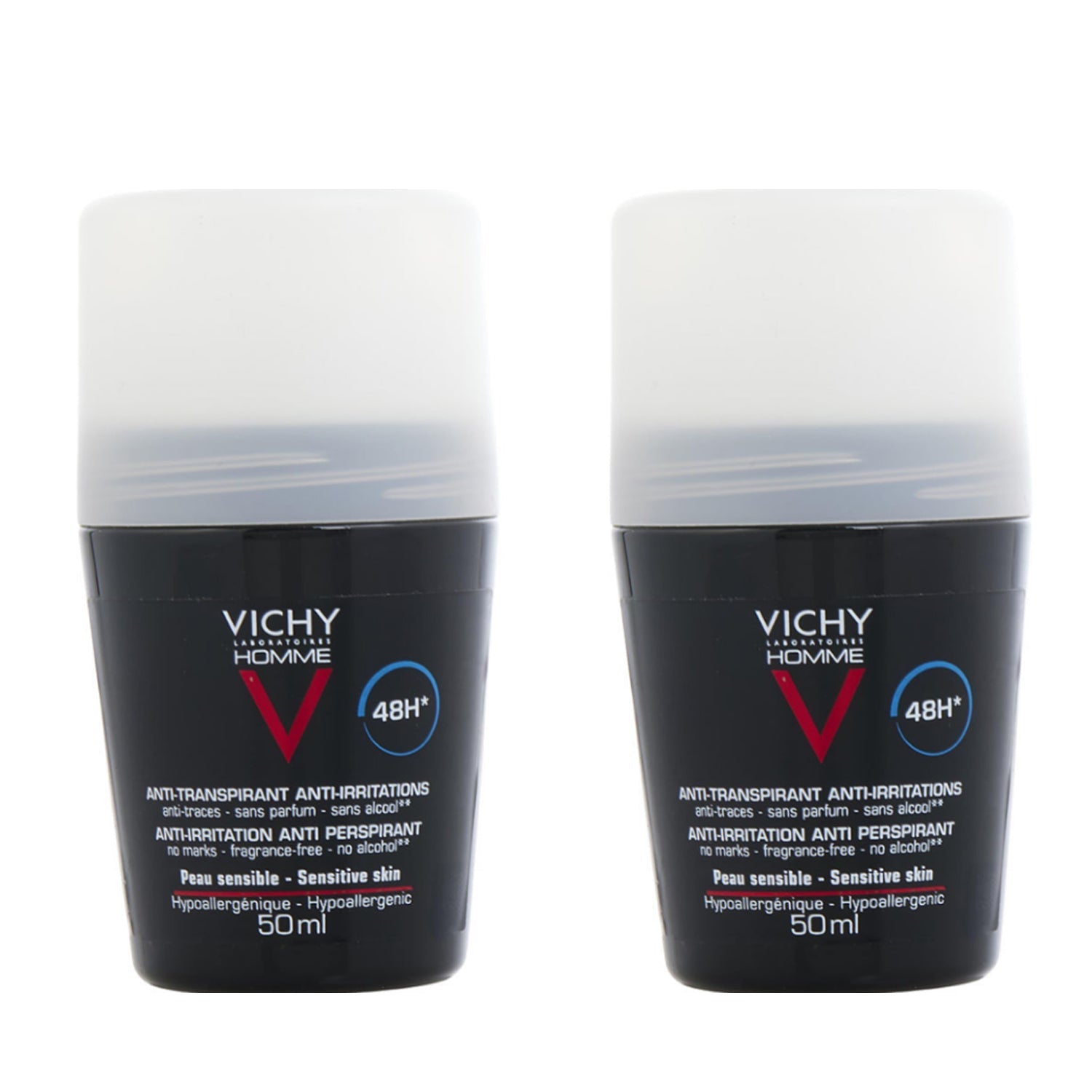 Vichy Sensitive Skin Men's Deodorant Roll-On - 2 x 50ml