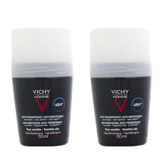 Vichy Sensitive Skin Men's Deodorant Roll-On - 2 x 50ml