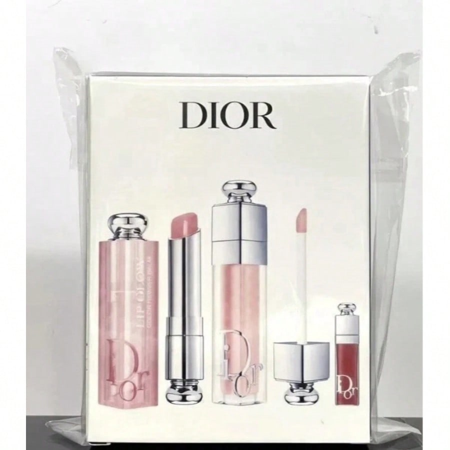 Christian Dior Addict Essentials Lip Glow, Lip Maximizer y Mini Lip Set de 3 piezas 001 Rosa