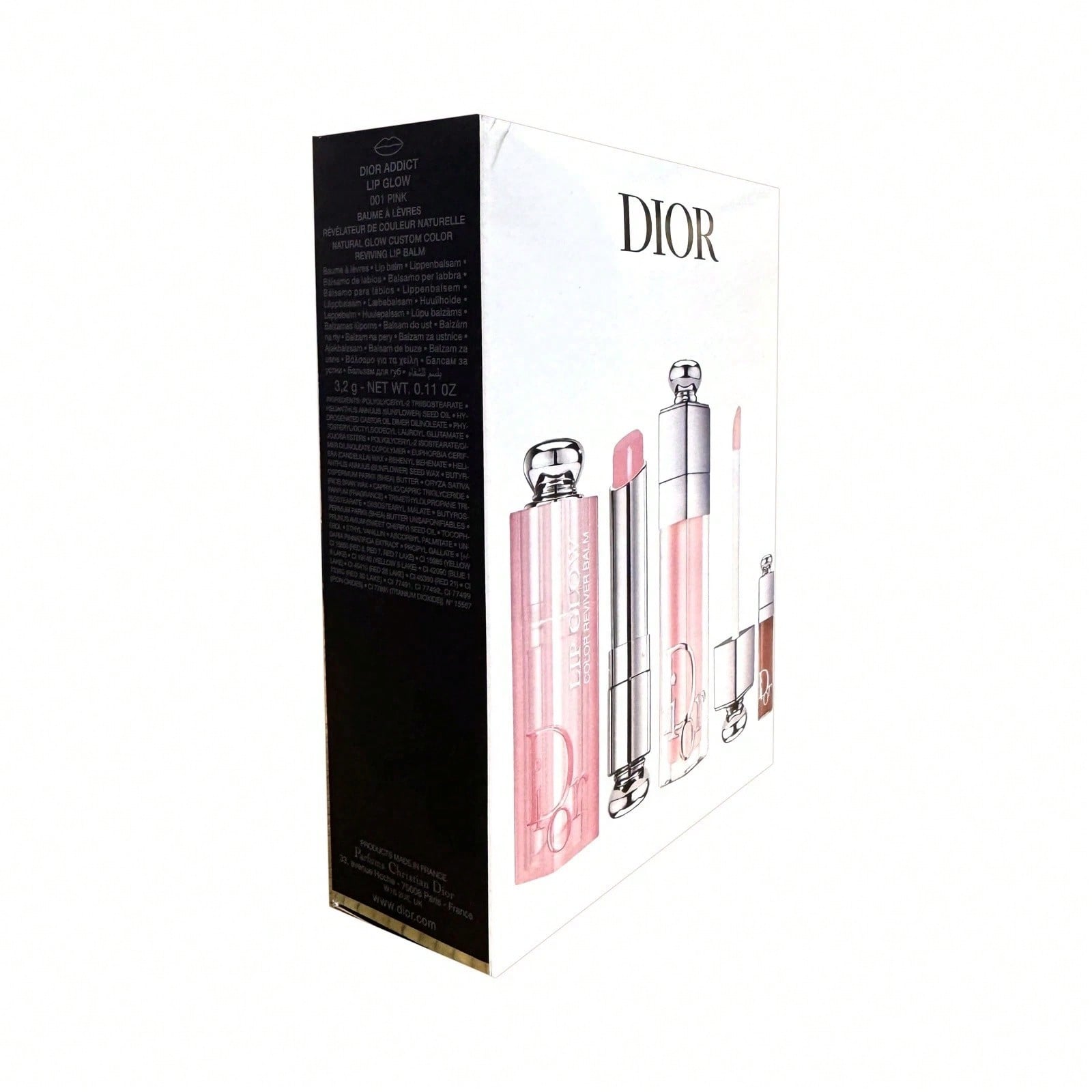 Christian Dior Addict Essentials Lip Glow, Lip Maximizer y Mini Lip Set de 3 piezas 001 Rosa