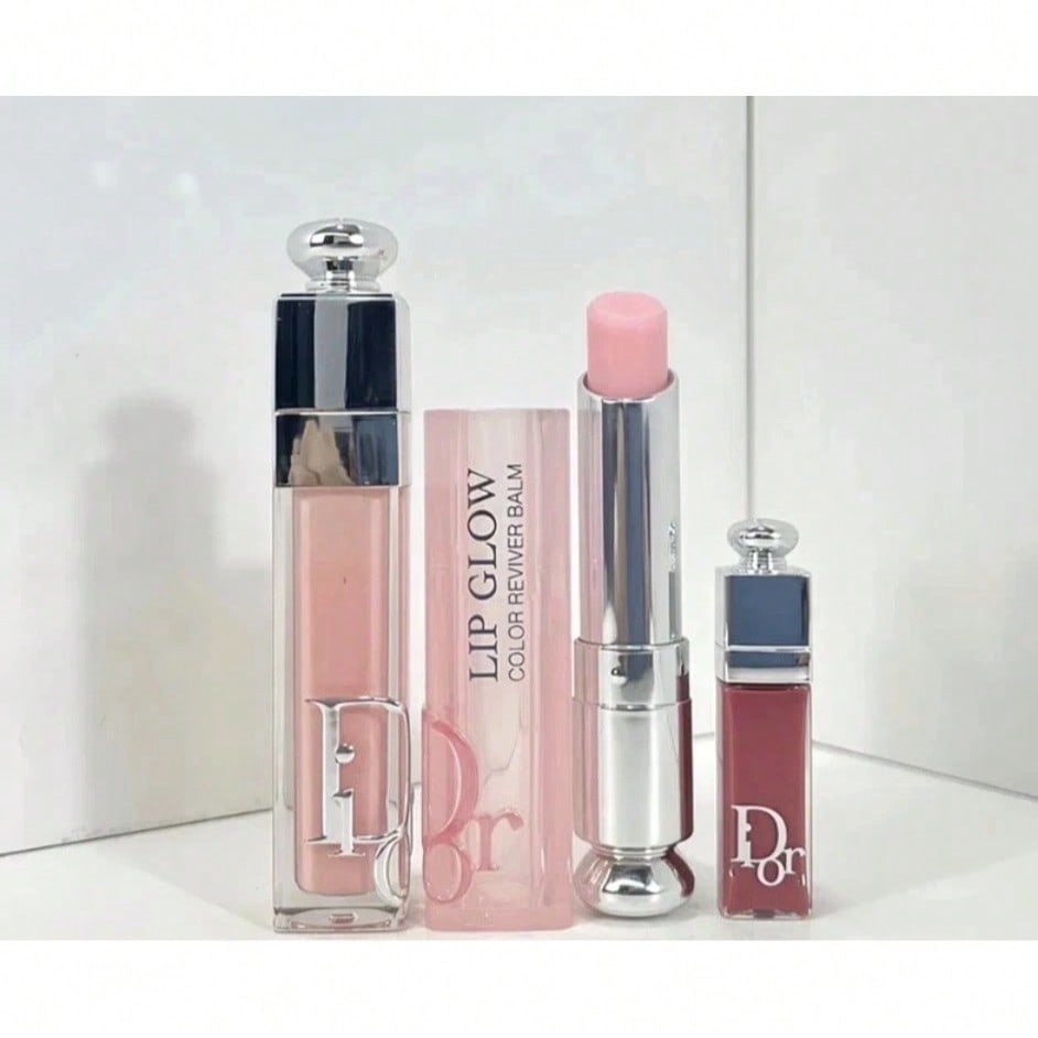 Christian Dior Addict Essentials Lip Glow, Lip Maximizer y Mini Lip Set de 3 piezas 001 Rosa