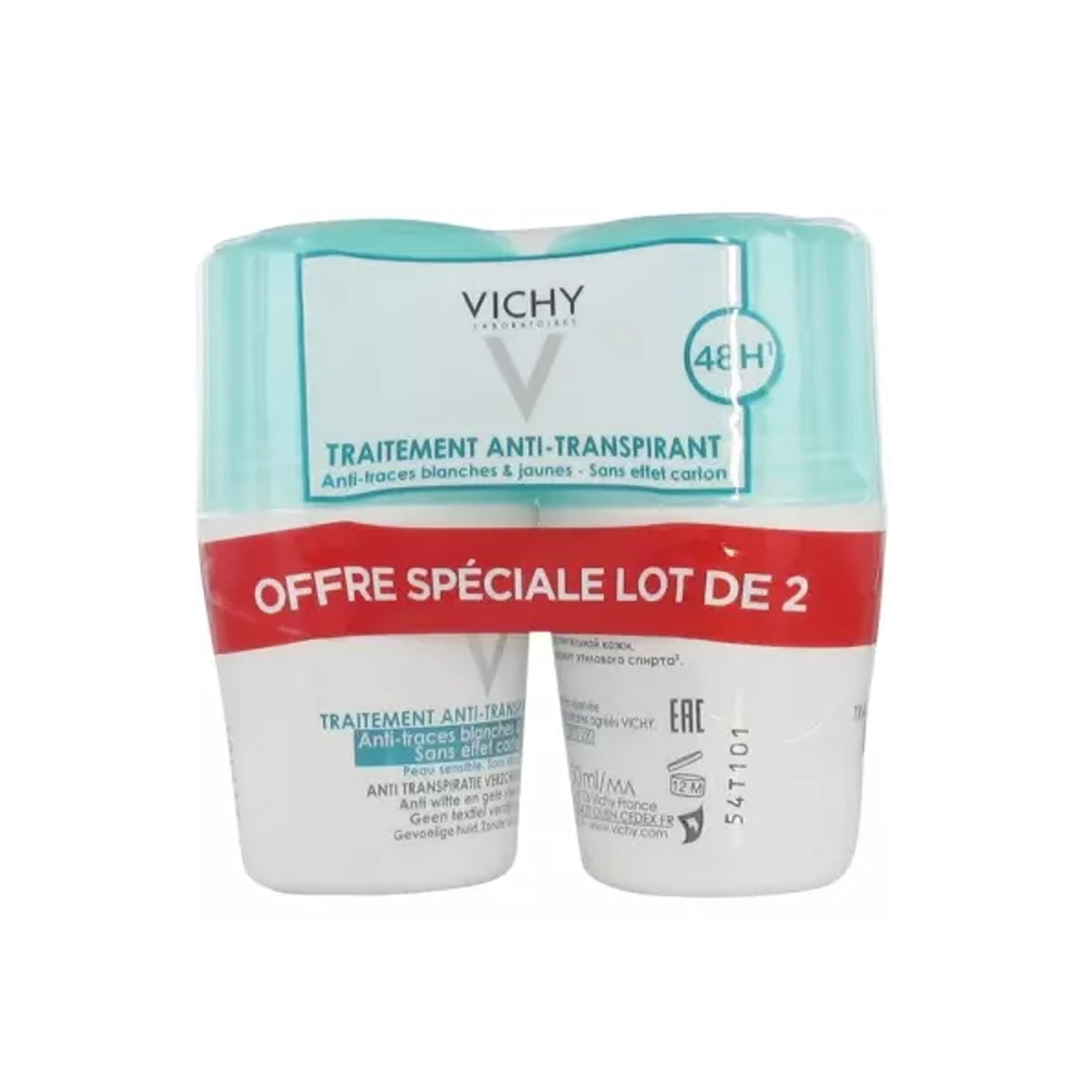 Vichy 48H Dual-Action Anti-Perspirant Deodorant - 2x50ml