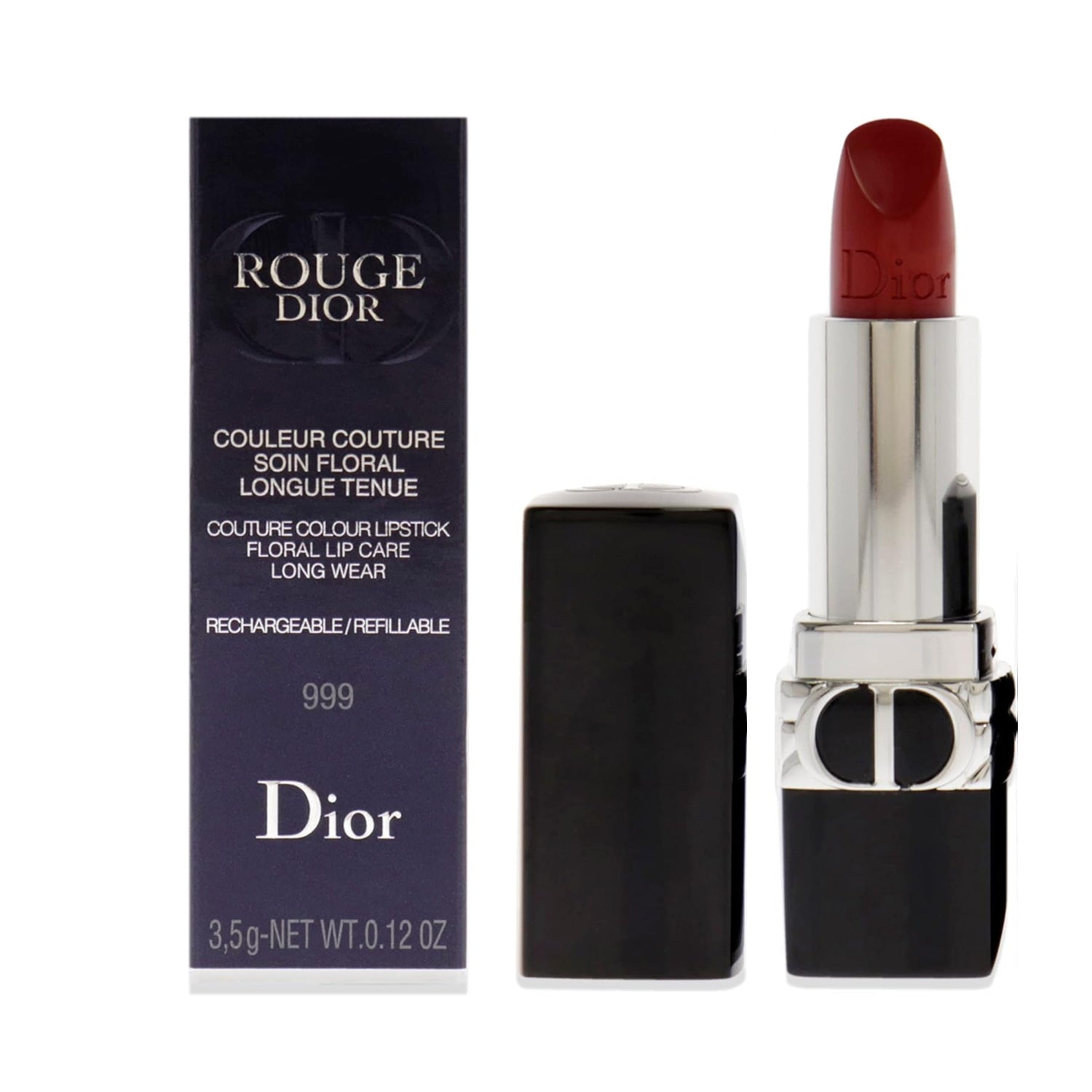 Rouge Dior Satin Floral Care Lip Balm - 999 (Refillable, 0.12 oz)