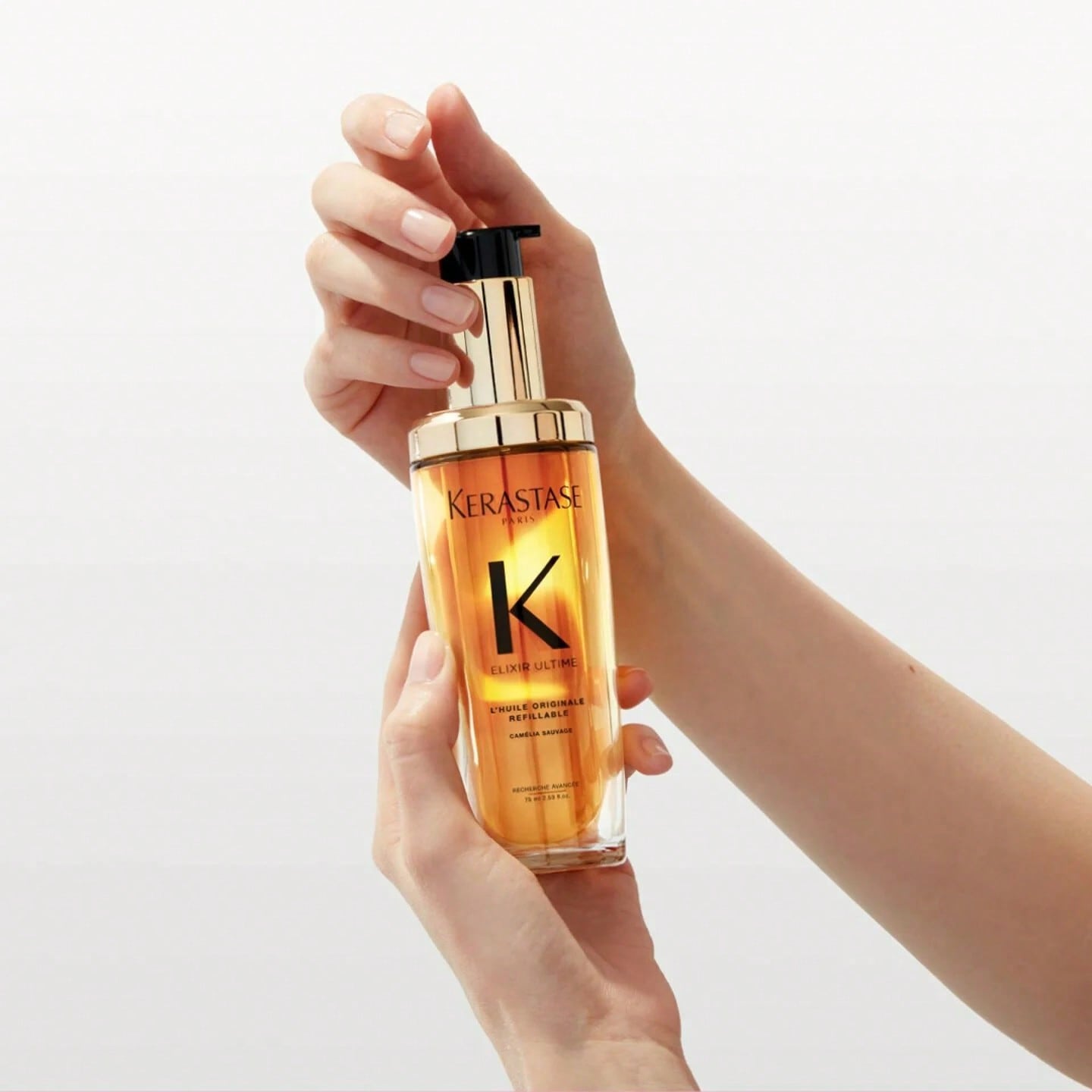 Kerastase Elixir Ultime Refillable Hair Oil -75ml- Hydrates & Smoothes Frizz, Adds Shine, With Wild Camellia, Sandalwood and Freesia Fragrance, Nourishes & Strengthens Hair