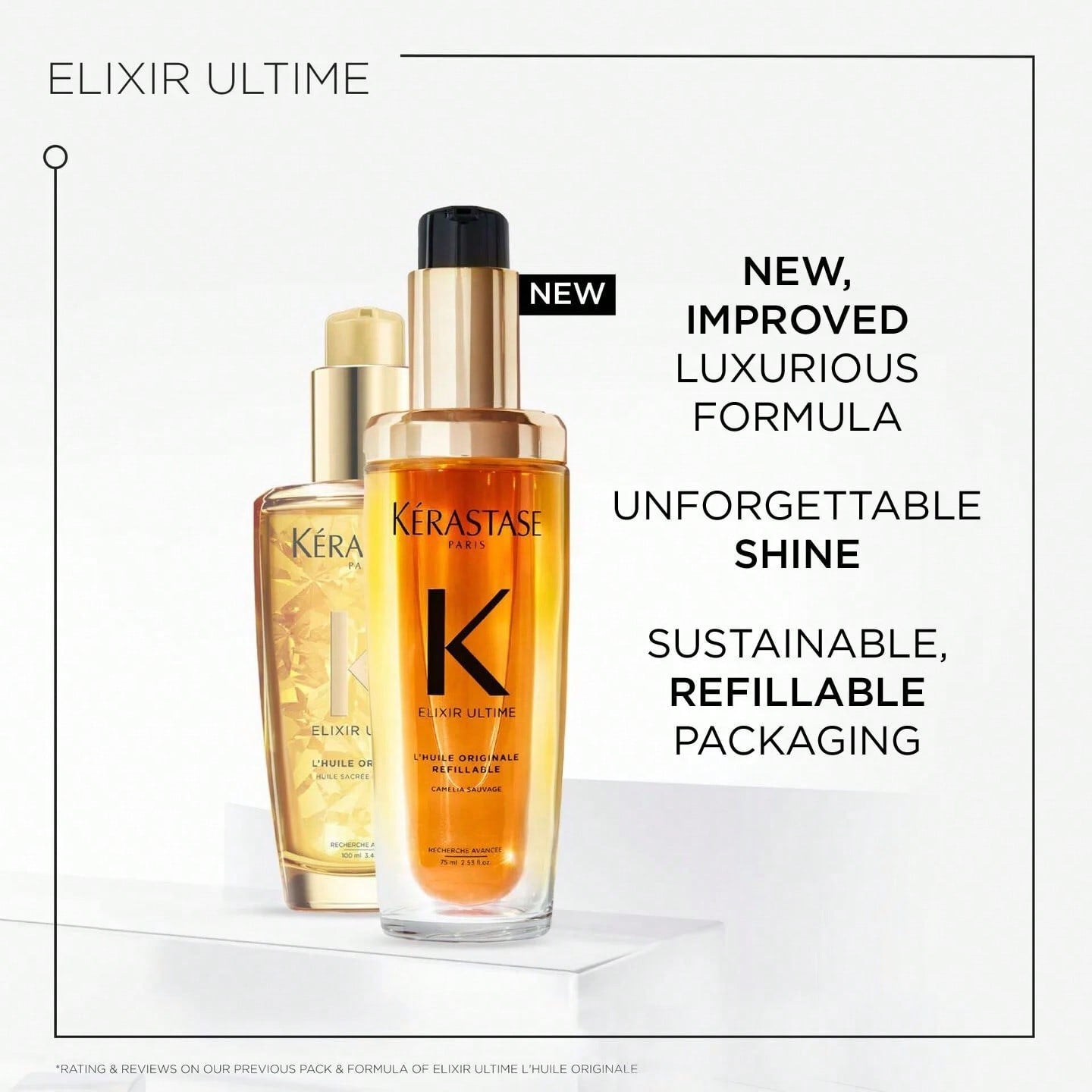 Kerastase Elixir Ultime Refillable Hair Oil -75ml- Hydrates & Smoothes Frizz, Adds Shine, With Wild Camellia, Sandalwood and Freesia Fragrance, Nourishes & Strengthens Hair