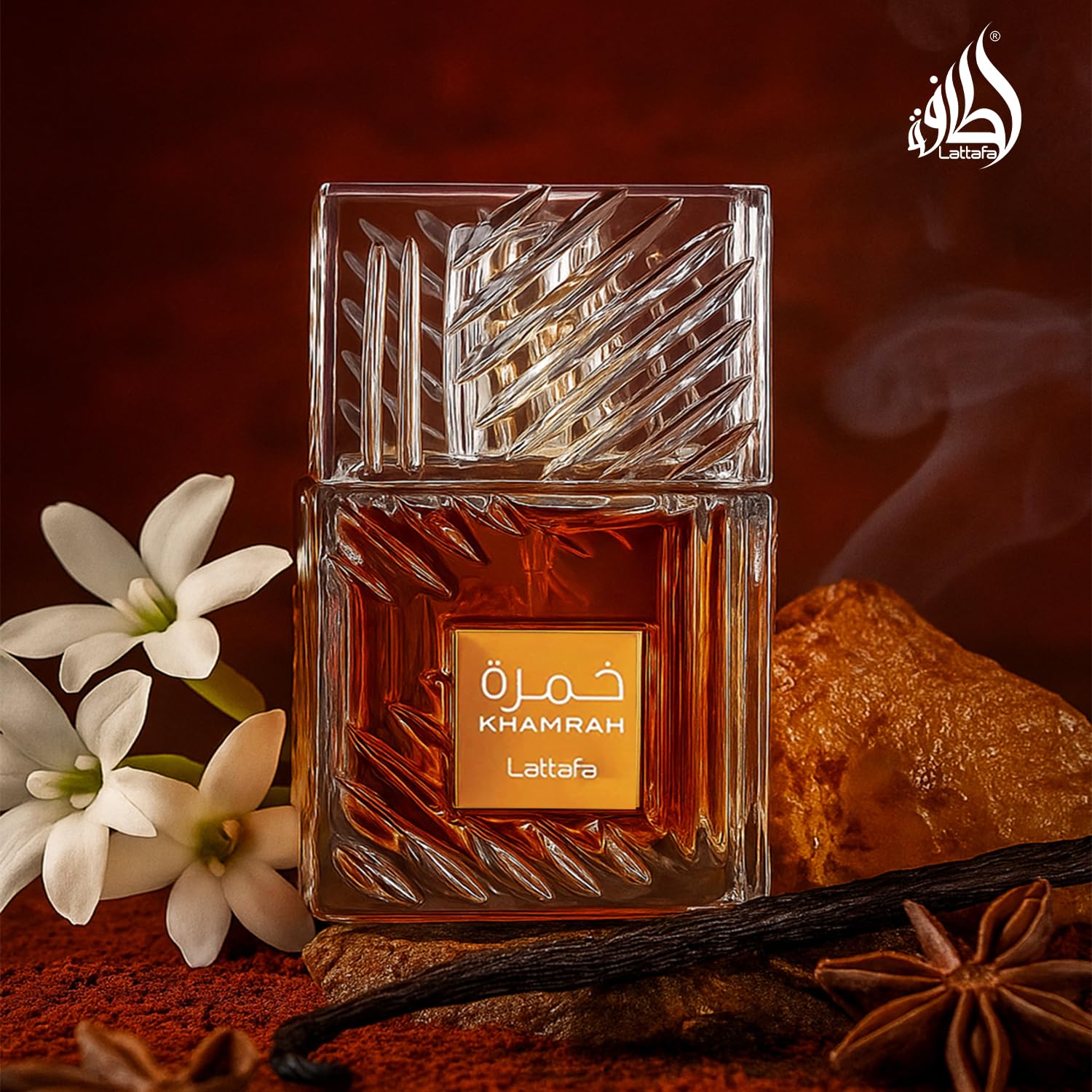 Lattafa Khamrah Eau De Parfum - Perfume árabe de larga duración para hombres y mujeres - Aroma especiado, dulce y amaderado - 100ml/3.4 Fl Oz