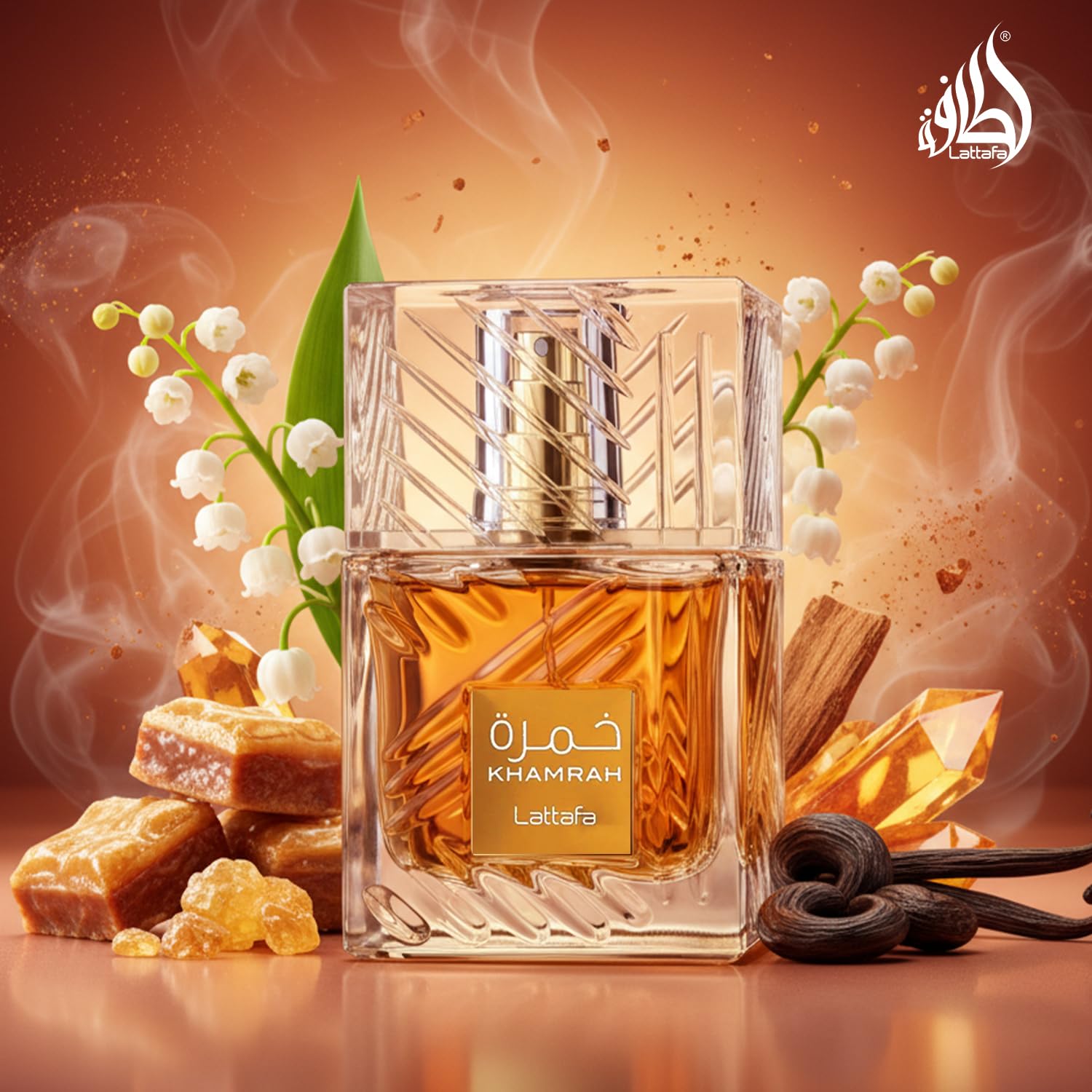 Lattafa Khamrah Eau De Parfum - Perfume árabe de larga duración para hombres y mujeres - Aroma especiado, dulce y amaderado - 100ml/3.4 Fl Oz