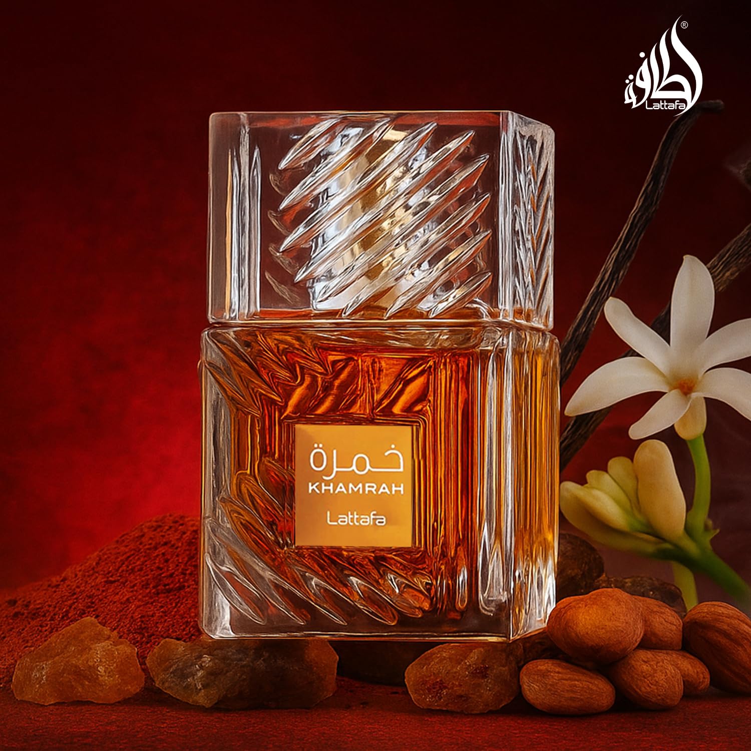 Lattafa Khamrah Eau De Parfum - Perfume árabe de larga duración para hombres y mujeres - Aroma especiado, dulce y amaderado - 100ml/3.4 Fl Oz