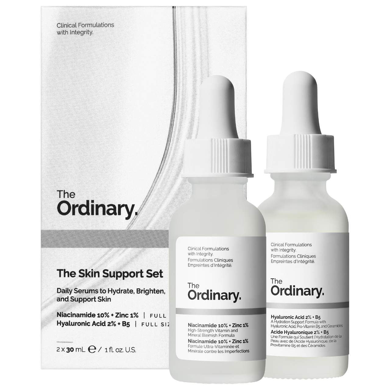 The Ordinary Skin Support Basics Duo: Hyaluronic Acid 2% + B5 Niacinamide 10% + Zinc 1%