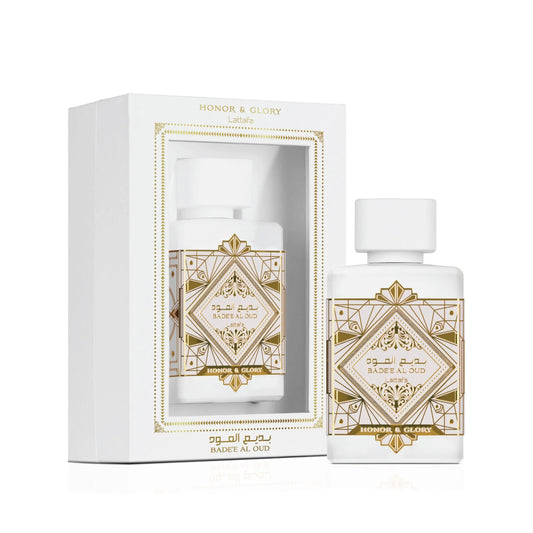 Lattafa Bade'e Al Oud Honor & Glory Eau de Parfum, fragancia duradera para unisex, 3.40 onzas / 100 ml
