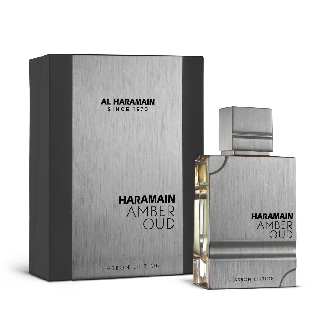 Al Haramain Amber Oud Carbon Edition Eau De Parfum Spray - Colonia de hombre de larga duración, perfume árabe amaderado aromático con fragancia árabe premium para hombres - 2oz/60ml