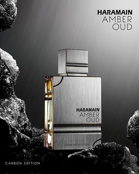 Al Haramain Amber Oud Carbon Edition Eau De Parfum Spray - Colonia de hombre de larga duración, perfume árabe amaderado aromático con fragancia árabe premium para hombres - 2oz/60ml