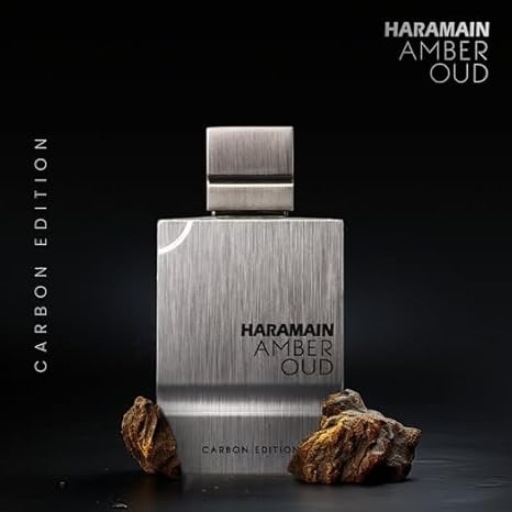 Al Haramain Amber Oud Carbon Edition Eau De Parfum Spray - Colonia de hombre de larga duración, perfume árabe amaderado aromático con fragancia árabe premium para hombres - 2oz/60ml