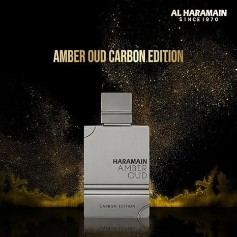 Al Haramain Amber Oud Carbon Edition Eau De Parfum Spray - Colonia de hombre de larga duración, perfume árabe amaderado aromático con fragancia árabe premium para hombres - 2oz/60ml