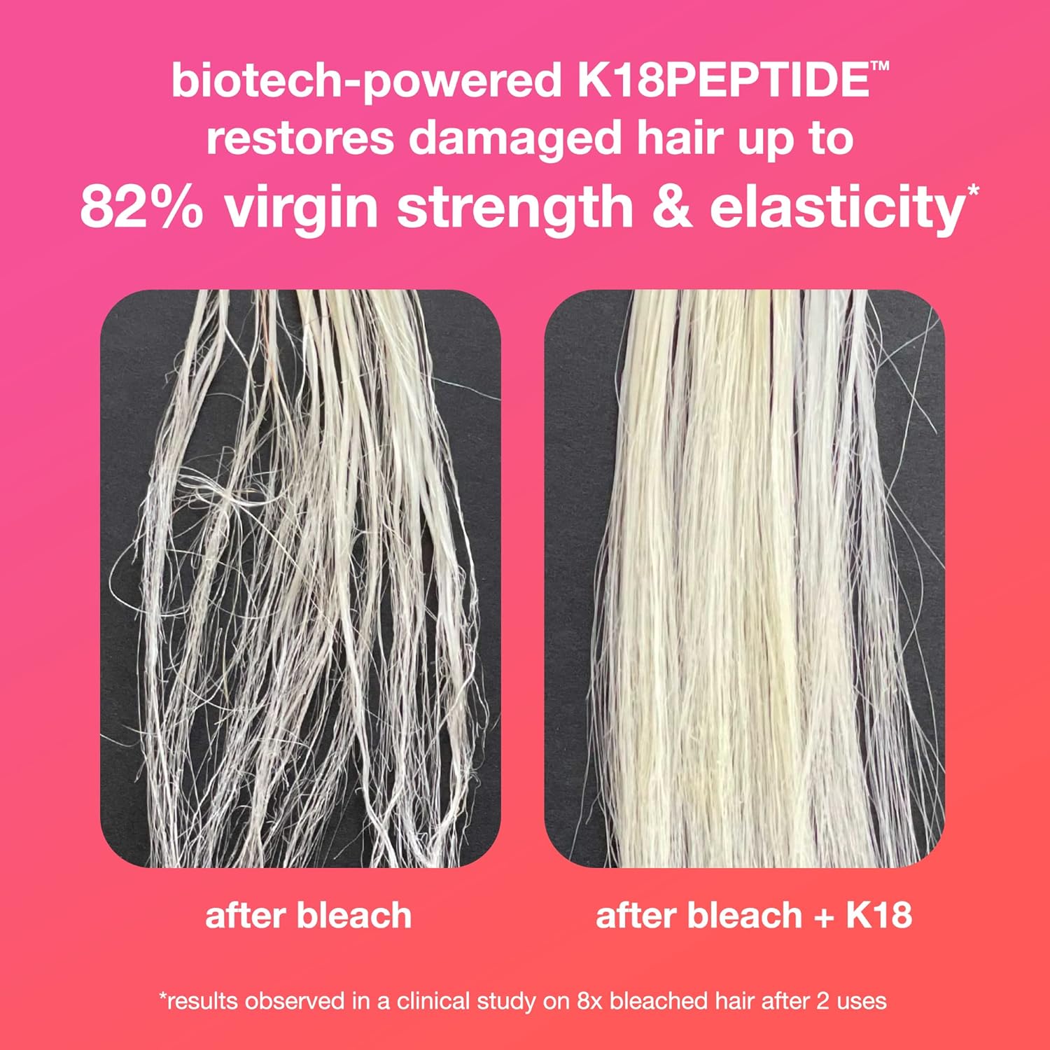 Mascarilla capilar molecular sin aclarado K18, repara el cabello seco o dañado, revierte el daño capilar causado por la decoloración, el tinte, los servicios químicos y el calor - 50ml