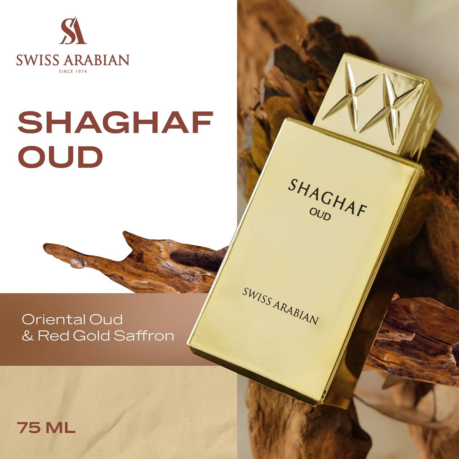 Swiss Arabian-Shaghaf Oud - Eau de Parfum en spray personal de larga duración y adictivo - Aroma distintivo seductor - 75 ml/2.5 oz