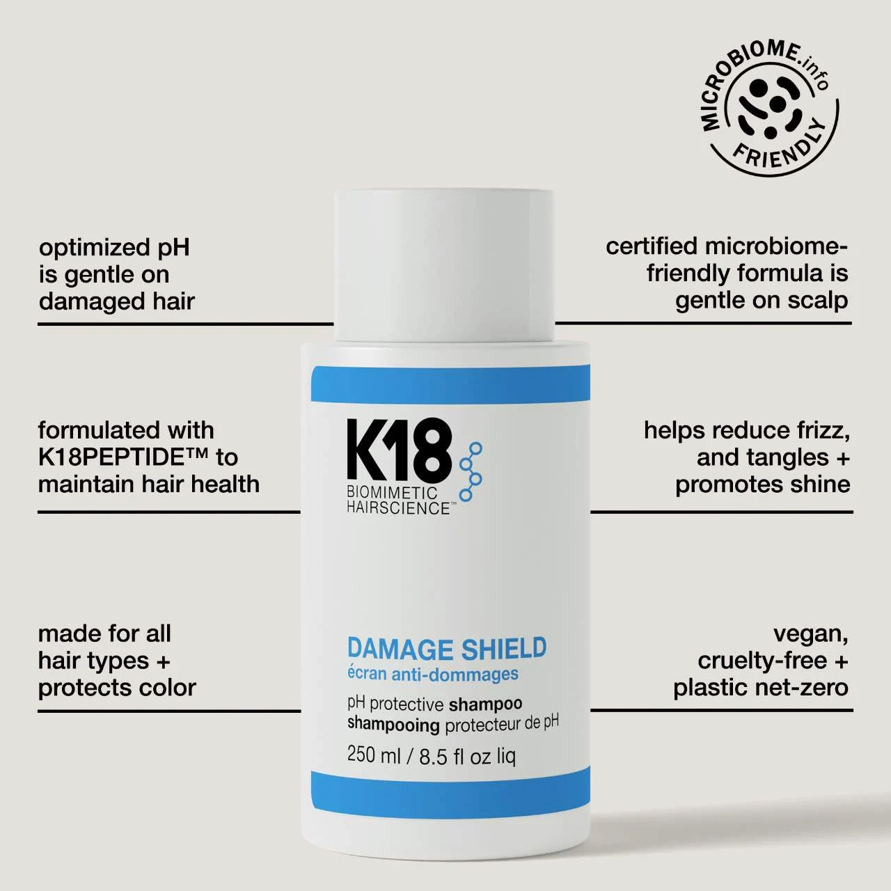 K18 Biomimetic Hairscience CHAMPÚ PROTECTOR DEL pH DAMAGE SHIELD - 250 ml