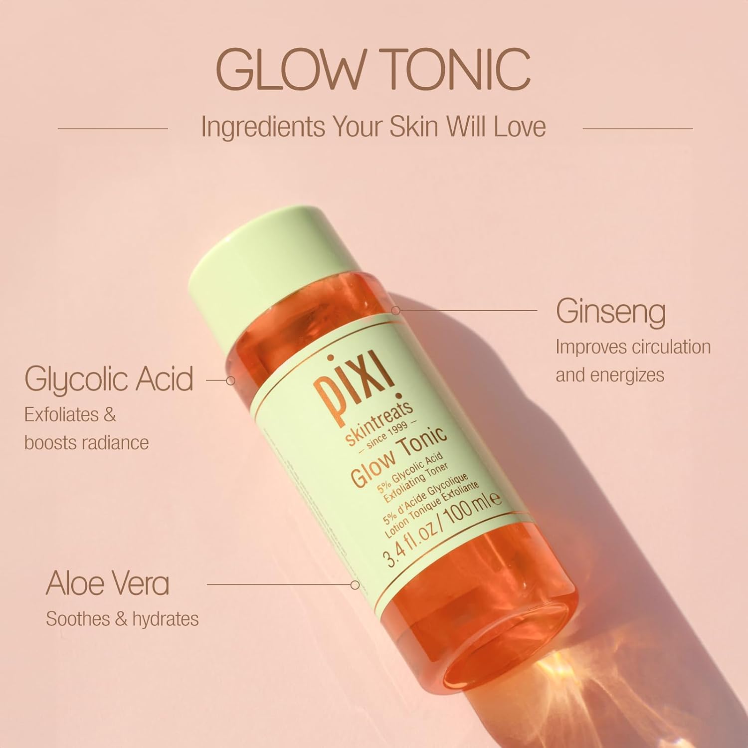 Pixi Glow Tonic Balancing Face Toner Glycolic Acid Toner 100ml