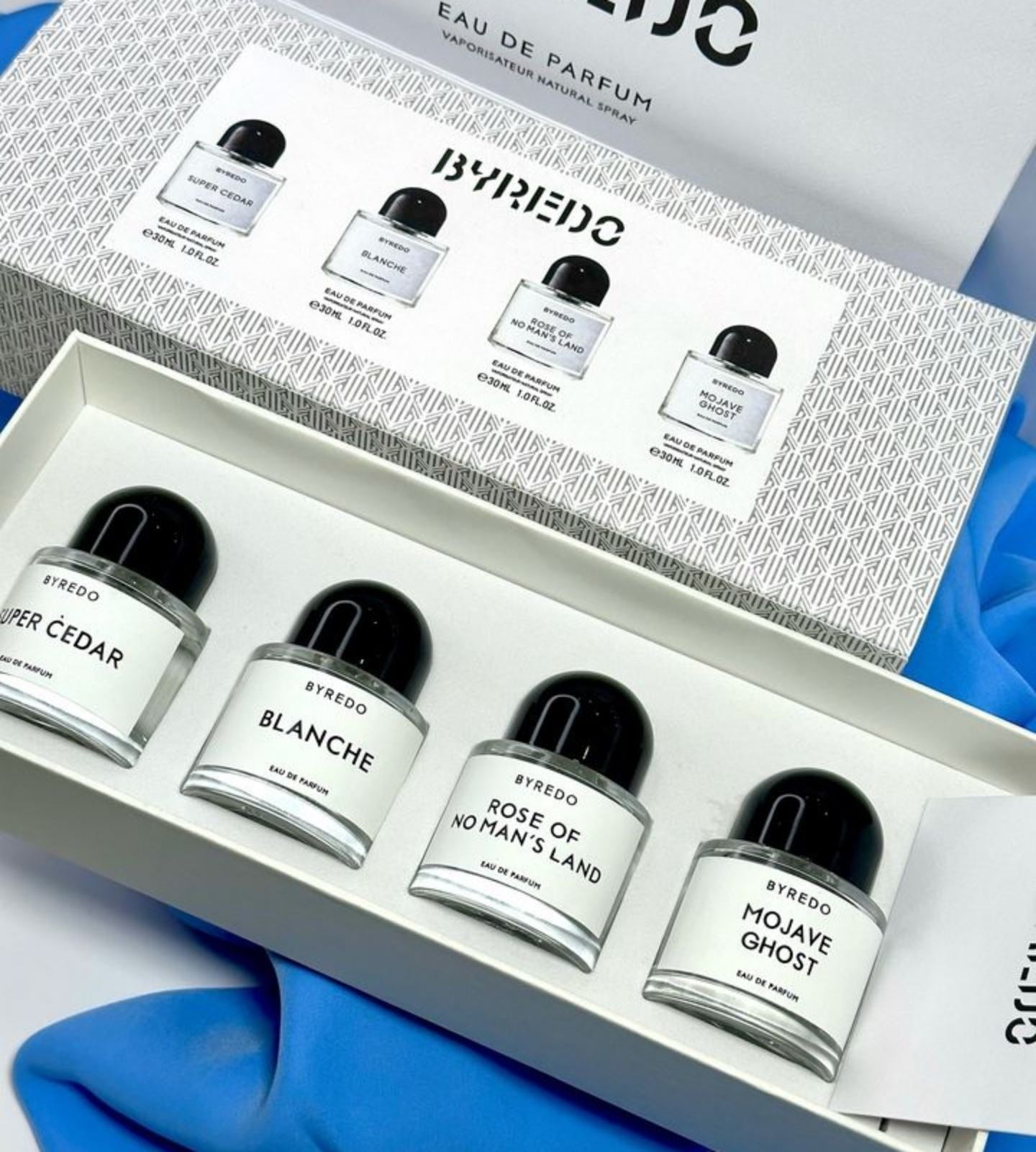 Byredo Perfume Gift Set (30ml x 4) - Super Cedar, Blanche, Mojave Ghost, Rose of No Man's Land Fragrance - High Quality Cologne for Women and Men