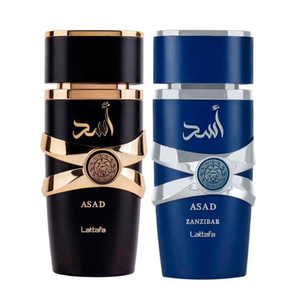 Set de regalo Lattafa Asad de 2 piezas (EDP 100 ml + Asad Zanzibar EDP 100 ml)