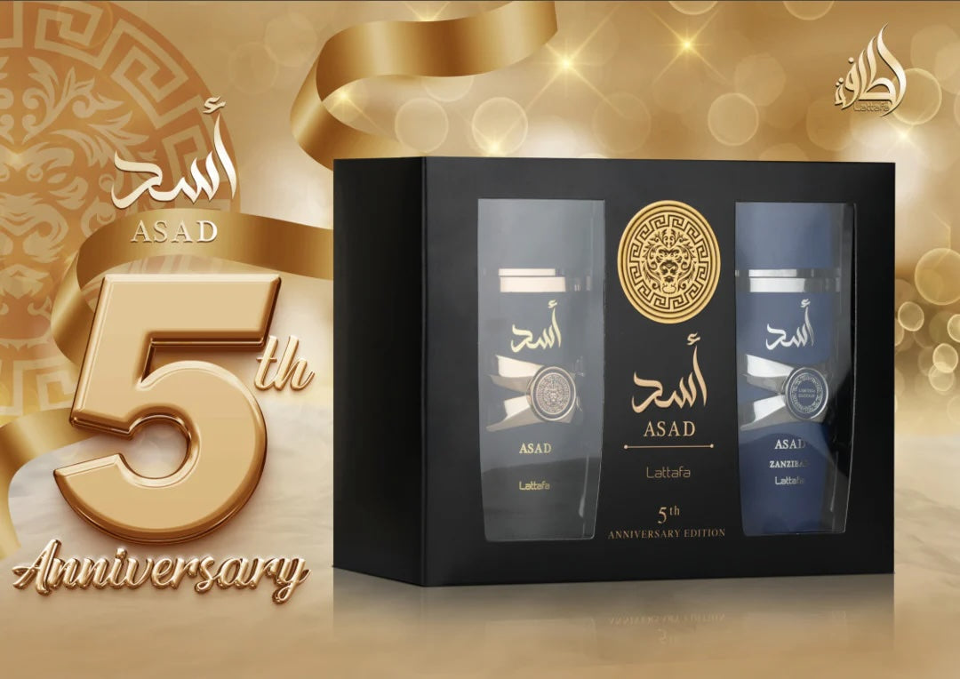 Set de regalo Lattafa Asad de 2 piezas (EDP 100 ml + Asad Zanzibar EDP 100 ml)