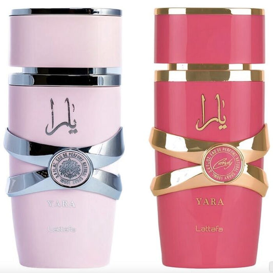 Lattafa Yara Set de 2 Fragancias para Mujer (Eau de Parfum en Spray Yara de 3.4 Onzas + Eau de Parfum en Spray Yara Candy de 3.4 Onzas)