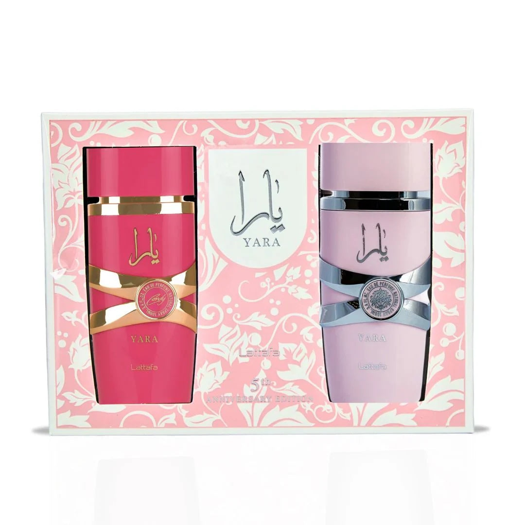 Lattafa Yara Set de 2 Fragancias para Mujer (Eau de Parfum en Spray Yara de 3.4 Onzas + Eau de Parfum en Spray Yara Candy de 3.4 Onzas)
