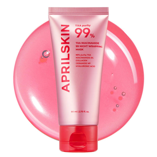 April Skin TXA Niacinamida Mascarilla Envolvente Nocturna 99 | 99% TXA de Alta Pureza + Niacinamida para Tono de Piel Irregular | Potenciador de Piel Nocturno para Cuidado Tonificante, Reafirmante y de Poros | 80ml, 2.70 fl.oz