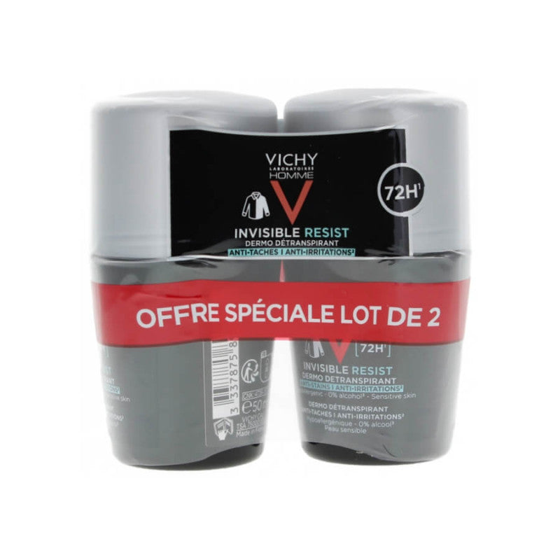 Vichy Sensitive Skin Men's Deodorant Roll-On - 2 x 50ml
